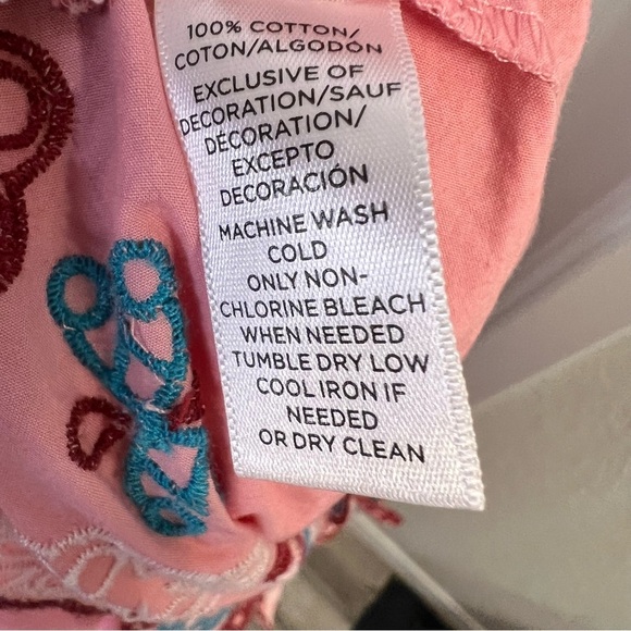 LOFT Embroidered Cold Shoulder Short Sleeve Boho Pink Top Sz. M - Picture 5 of 5